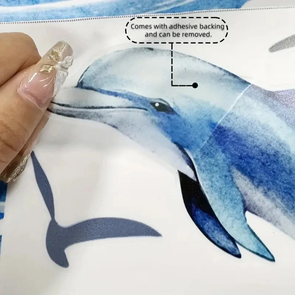 Montegoni Wandsticker Set mit Delfin & Wassergras Badewannen-Aufklebern für Badezimmer - Bild 4