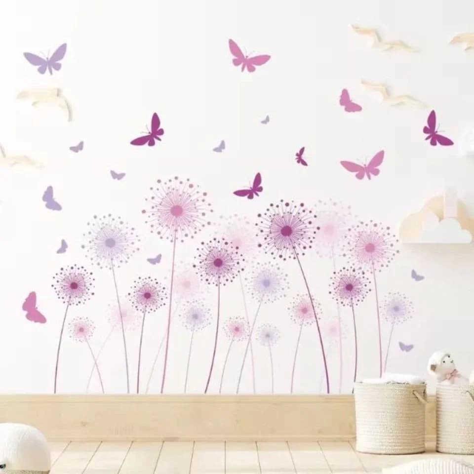 Montegoni Wandsticker Cartoon Pusteblume & Schmetterling Bunt Selbstklebend - Bild 2