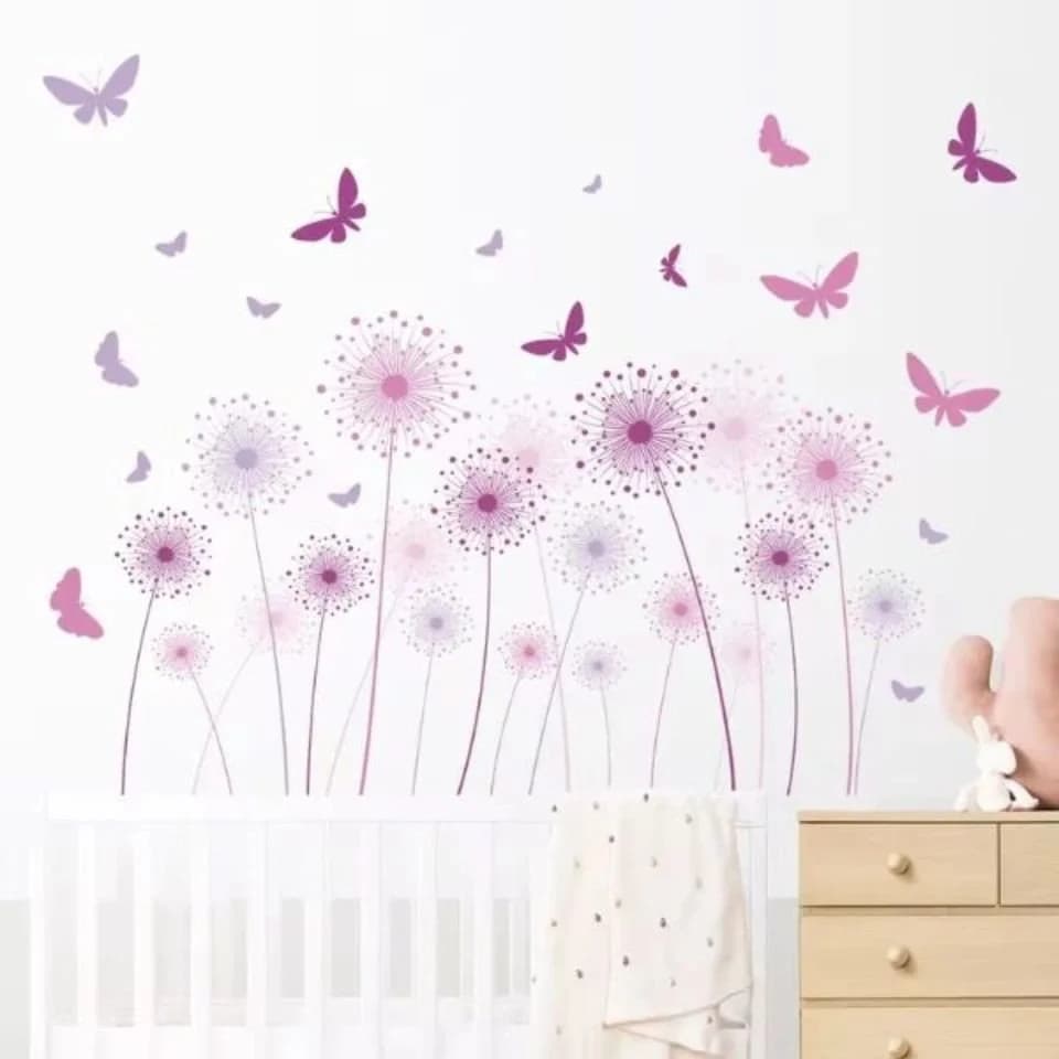 Montegoni Wandsticker Cartoon Pusteblume & Schmetterling Bunt Selbstklebend - Bild 4