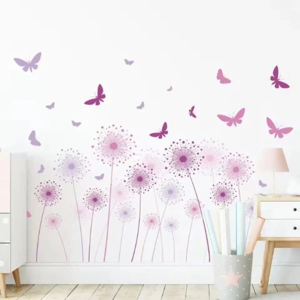 Montegoni Wandsticker Cartoon Pusteblume & Schmetterling Bunt Selbstklebend - Bild 5