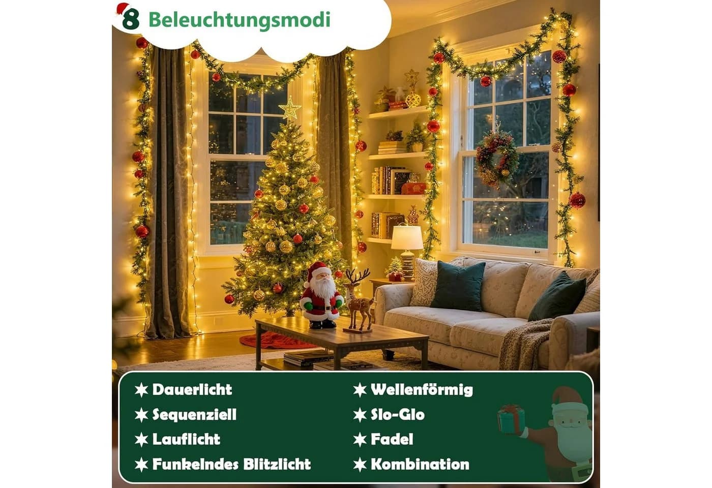 Montegoni LED-Lichterkette 10m 100 LEDs warmweiß