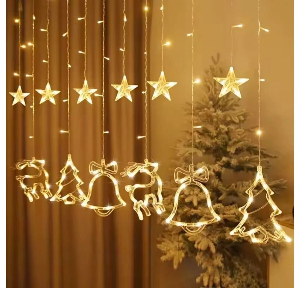 Montegoni Lichterkette Schneefloken Lichtvorhang 2,3m 8 Modi EU-Stecker - Bild 2