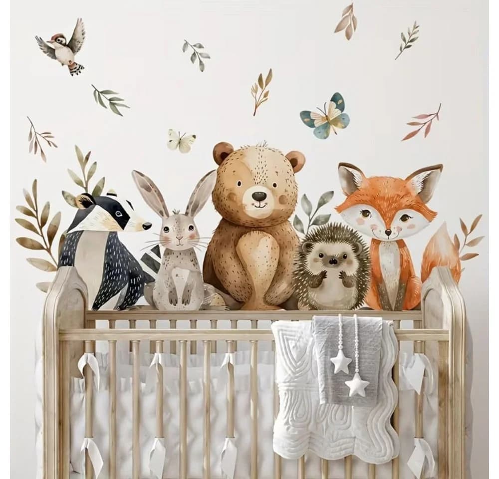 Montegoni Wandsticker Tiere Kinderzimmer Cartoon 2er Set Selbstklebend - Bild 2