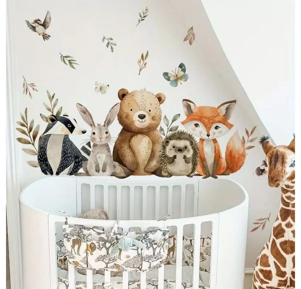 Montegoni Wandsticker Tiere Kinderzimmer Cartoon 2er Set Selbstklebend - Bild 3