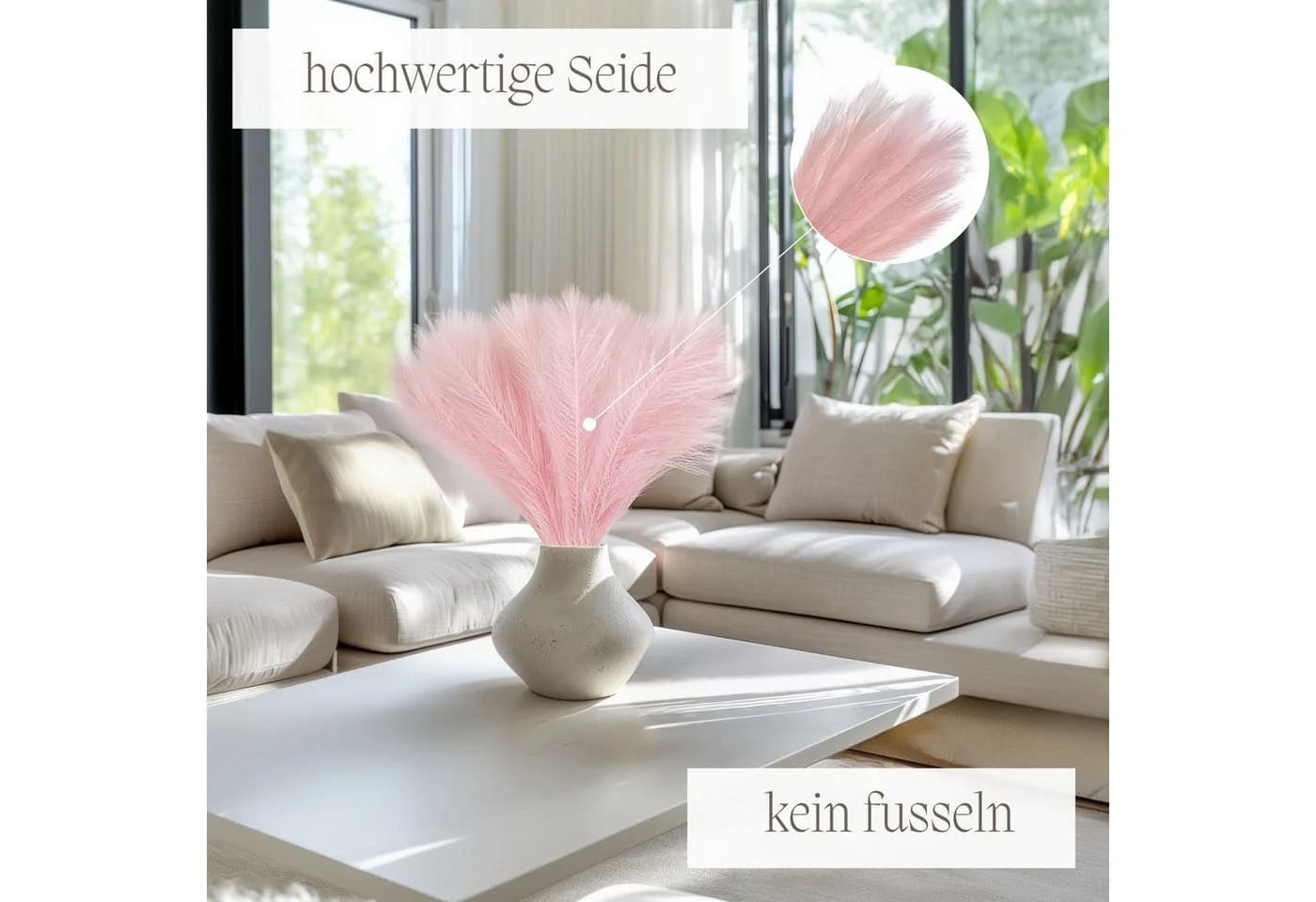 Nina-Maria's Deko Gold Kunstblume Pampasgras Rosa 5er Set - Bild 3
