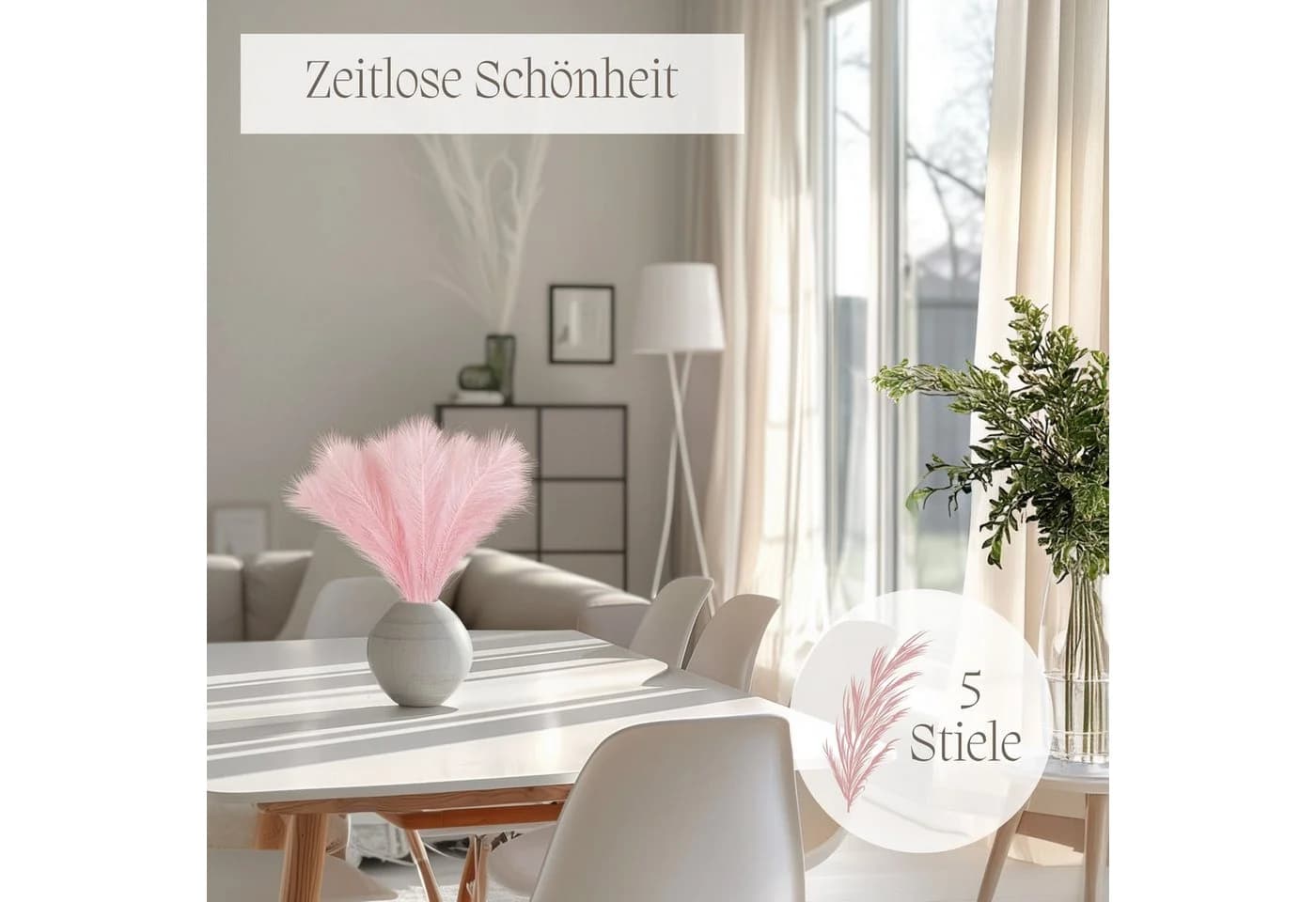 Nina-Maria's Deko Gold Kunstblume Pampasgras Rosa 5er Set - Bild 5
