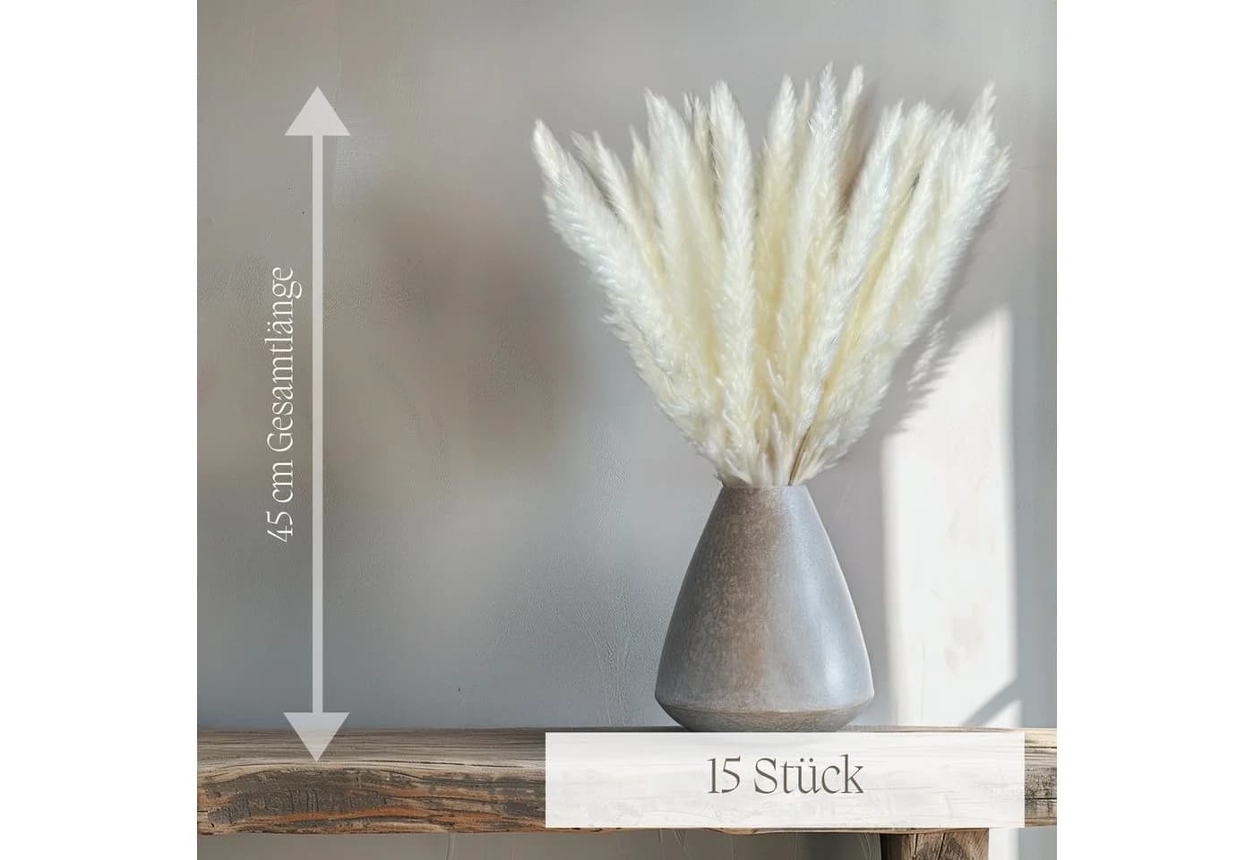 Trockenblumen Pampasgras Weiß 50 cm 15 Stück Boho Deko