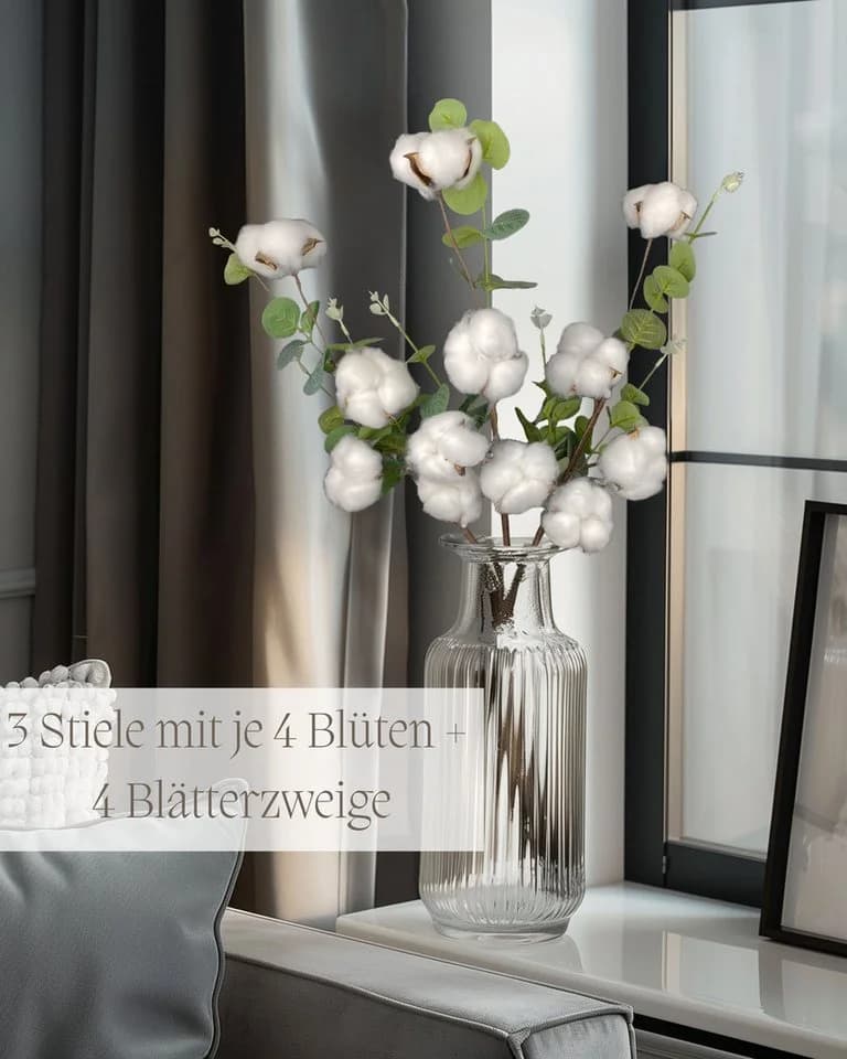 Nina-Maria's Deko Gold Baumwollzweig 53 cm Natur Boho