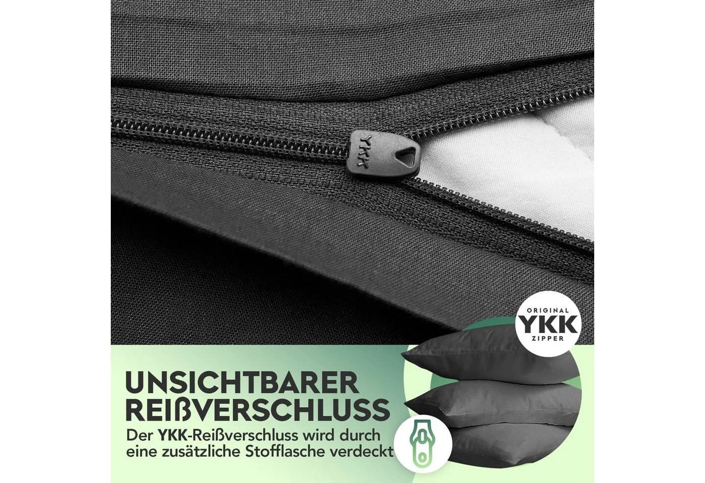 Slummer Kissenbezug Baumwolle Set 2-teilig Anthrazit - Bild 4