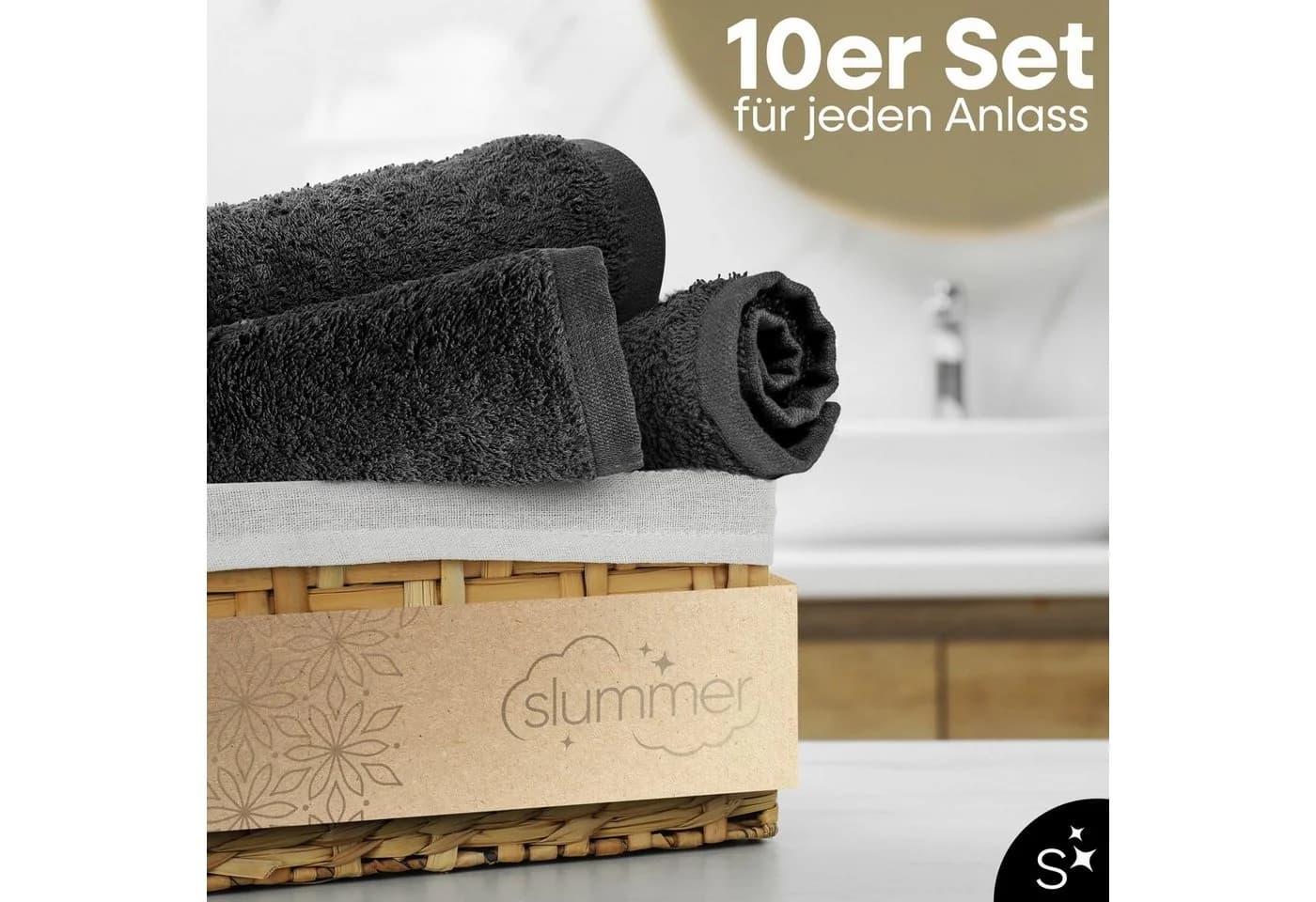 Slummer Seiftuch 10er-Set Anthrazit 30x30cm 100% Baumwolle