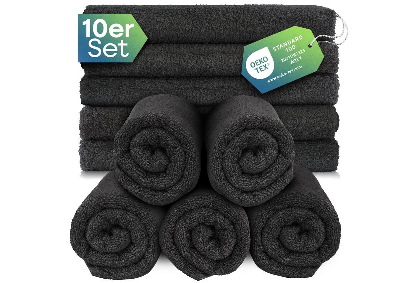 Slummer Seiftuch 10er-Set Anthrazit 30x30cm 100% Baumwolle - Bild 2