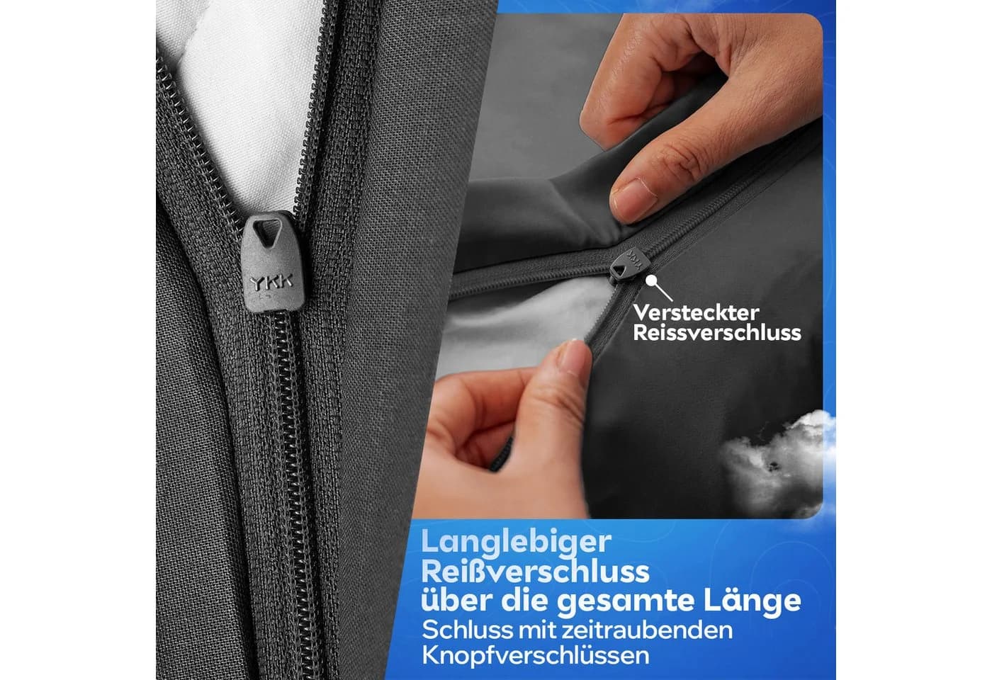 Slummer Bettwäsche Set 2tlg. Anthrazit Grau 100% Baumwolle - Bild 5
