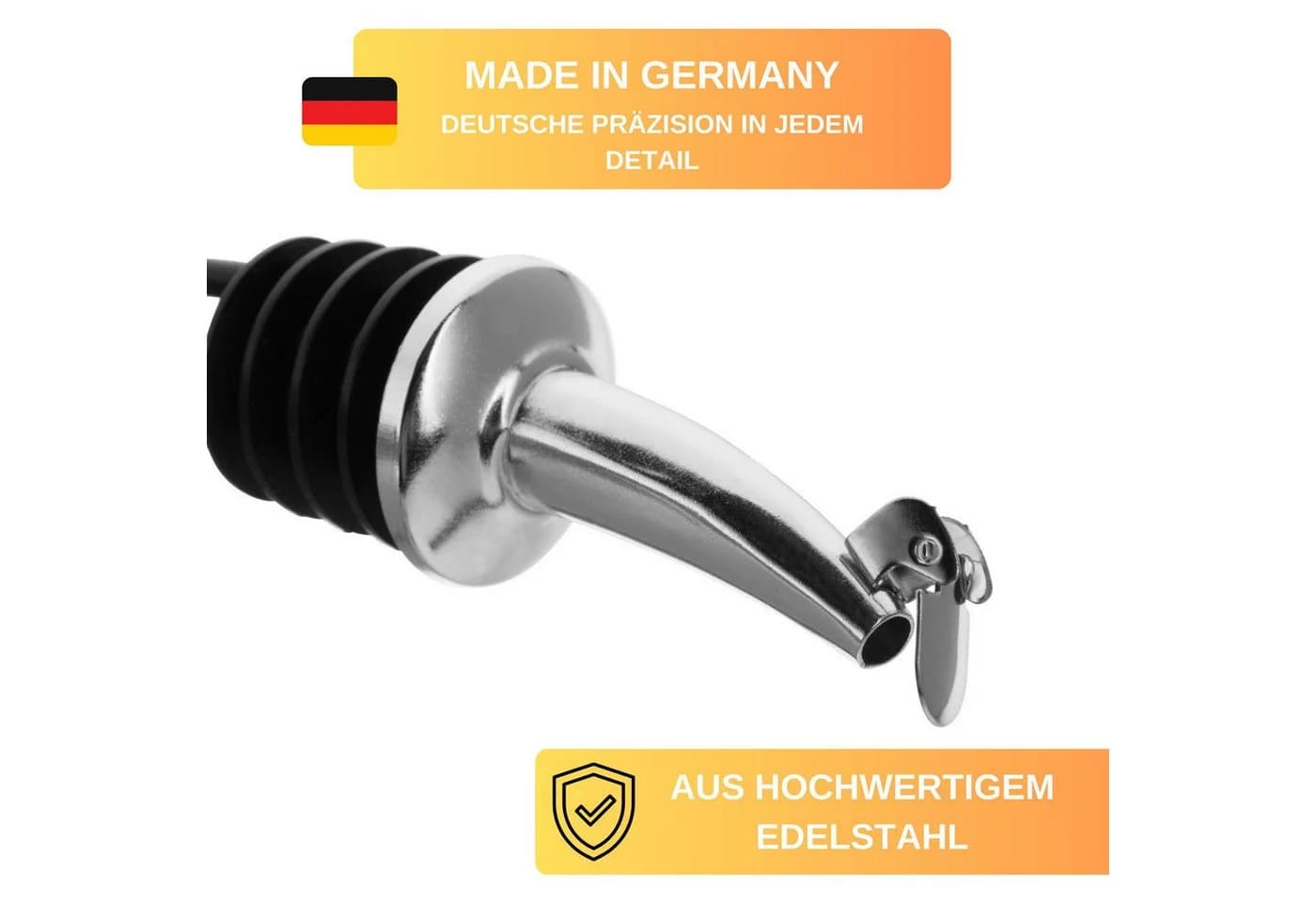 Thiru Flaschenausgießer 4er Set Edelstahl mit Silikonkorken