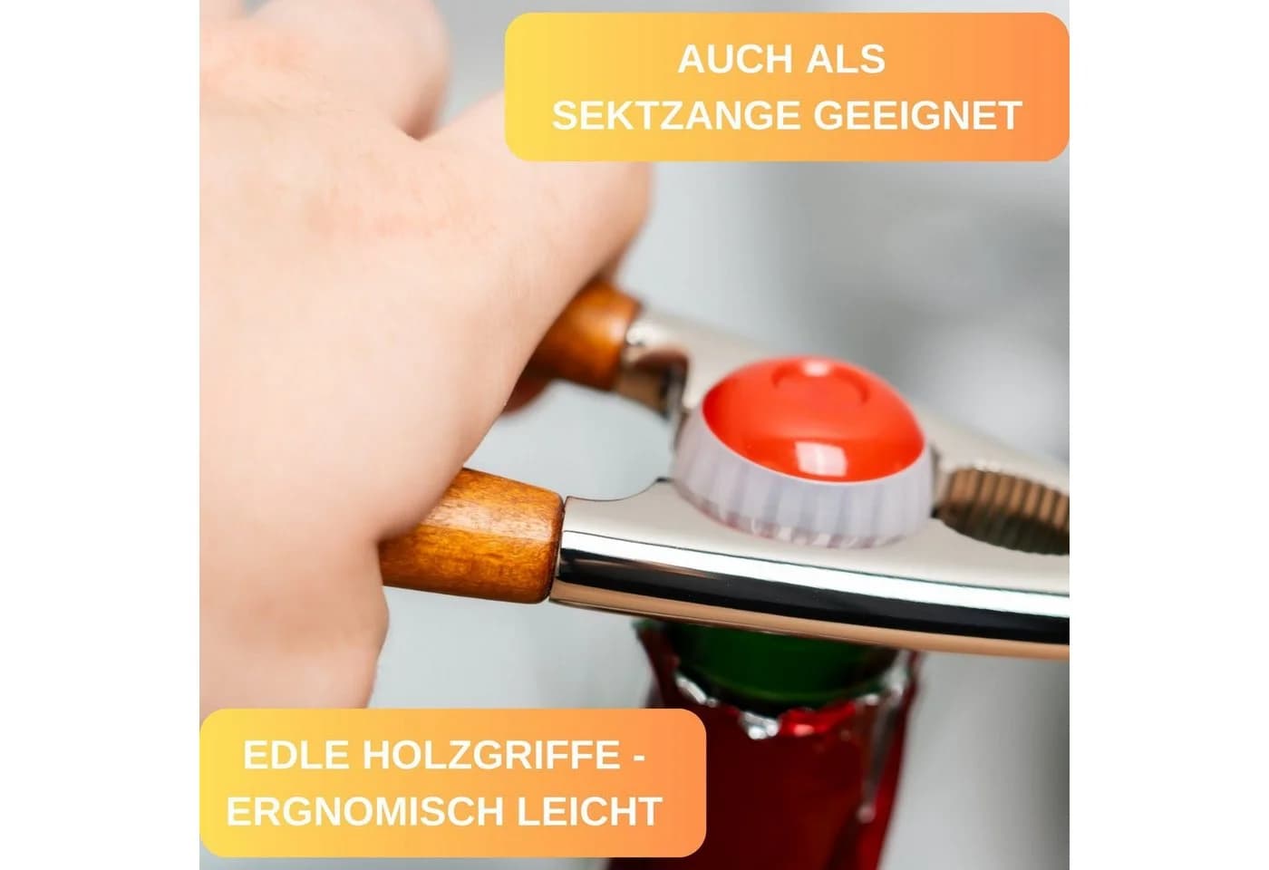 Thiru Nussknacker Basic mit Holzgriff - Zinkdruckguss für Walnüsse & Sekt - Bild 5