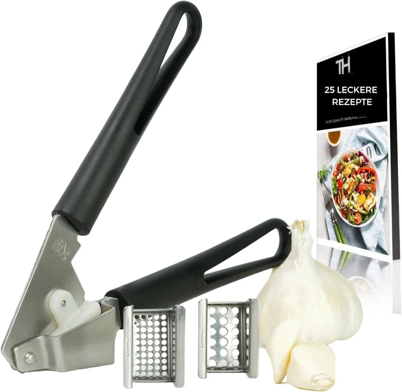 Thiru Knoblauchpresse Schwarz - Vielseitig für Knoblauch, Ingwer & Zwiebeln - Bild 2