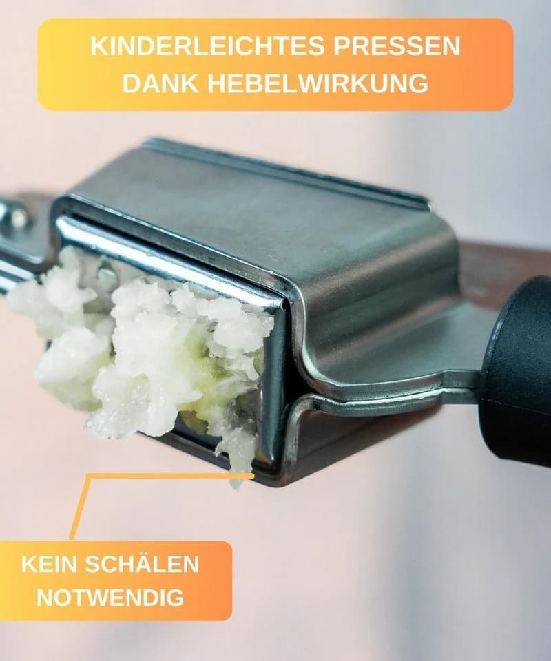 Thiru Knoblauchpresse Schwarz - Vielseitig für Knoblauch, Ingwer & Zwiebeln - Bild 3