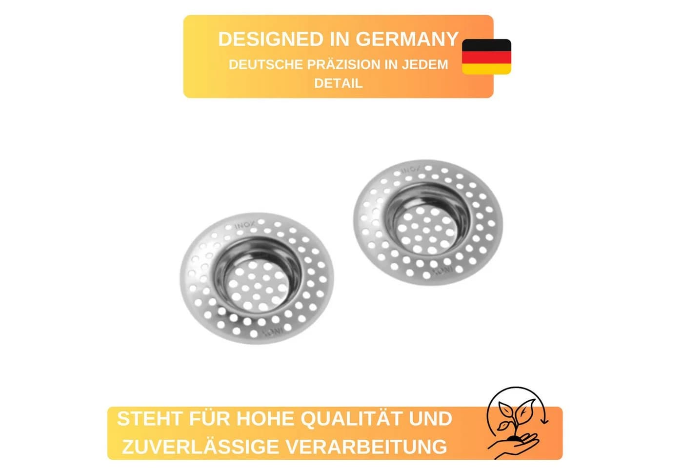 Thiru Abflusssieb 2er Set Edelstahl Ø 7 cm