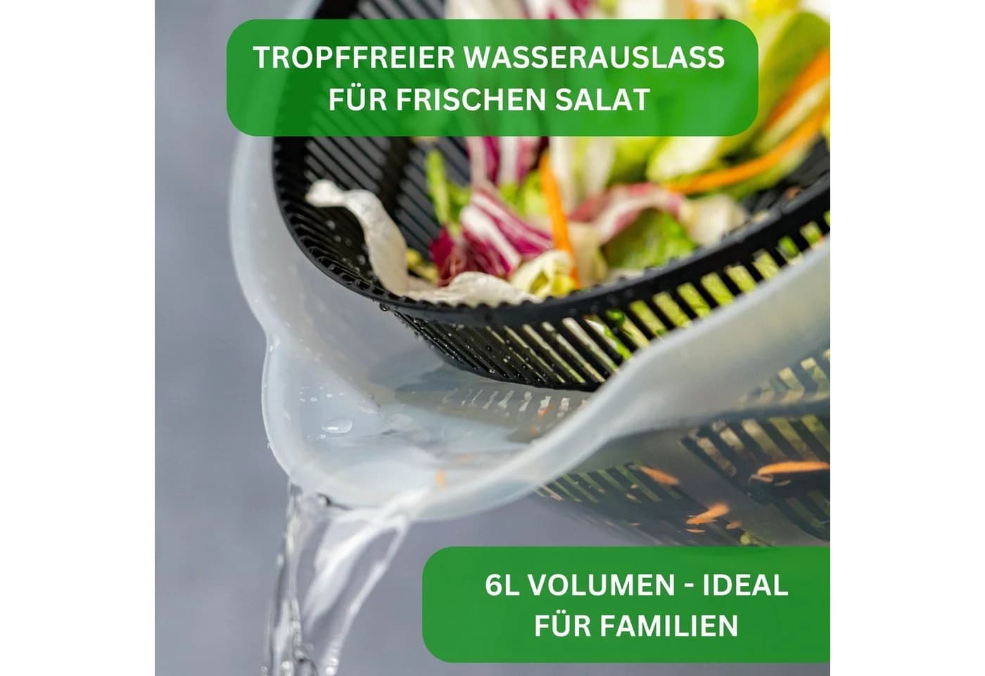 Thiru Salatschleuder Premium 5L BPA-frei Rutschfest Made in Germany - Bild 3