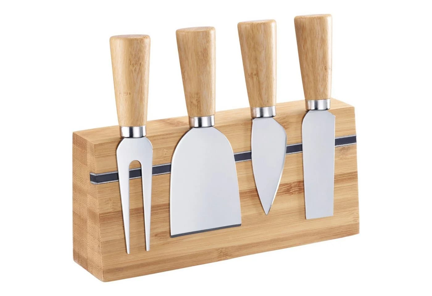 Thiru Käsemesser 5-teiliges Set mit Holzgriff und Bambus-Halterung - Bild 2