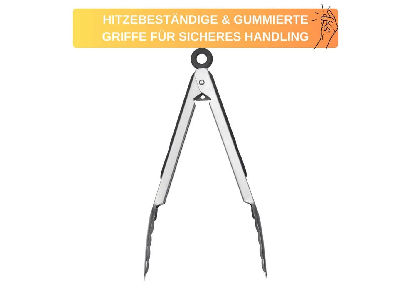 Thiru Grillzange mit Edelstahllaffen und gummierten Griffen - Bild 3