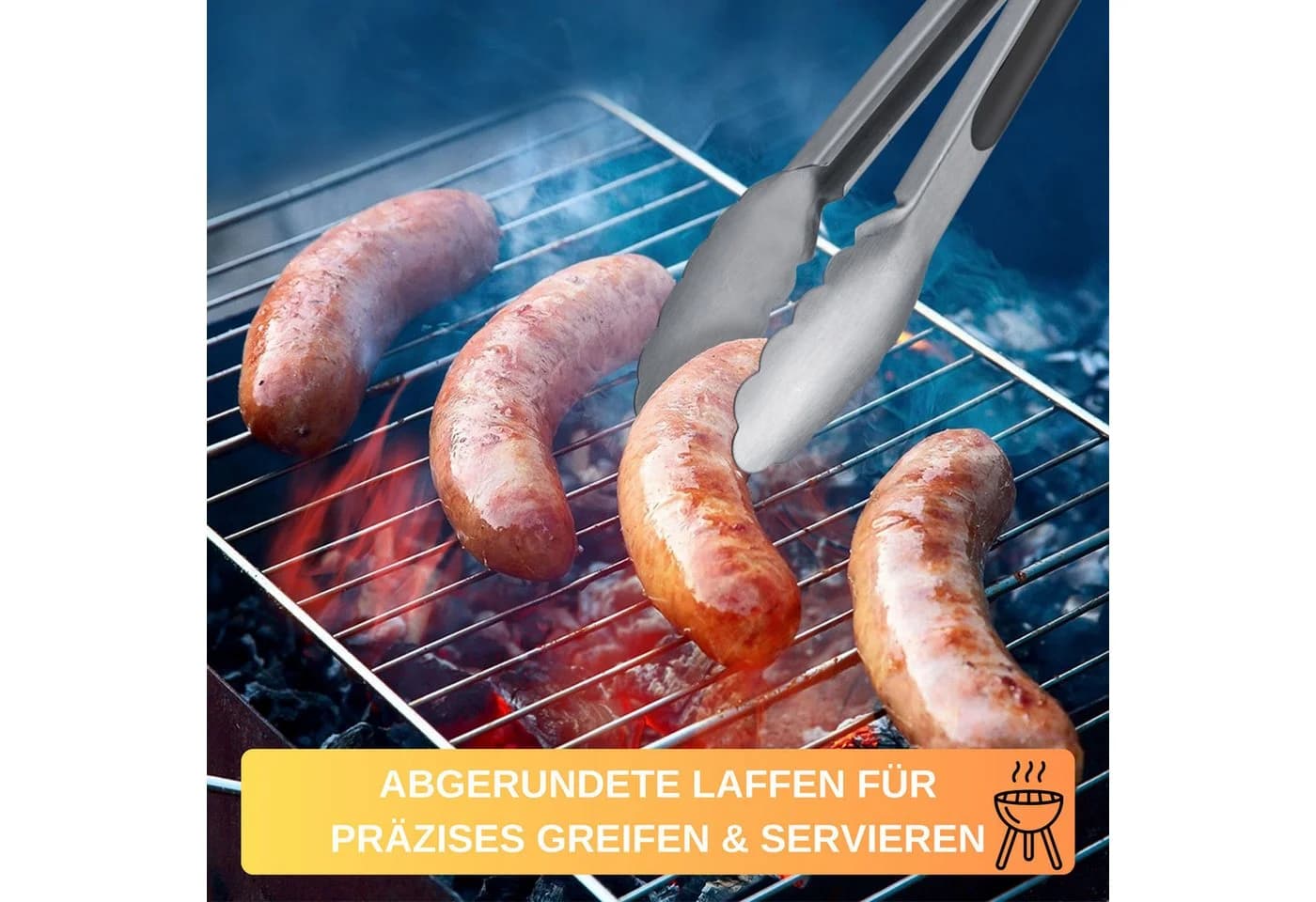Thiru Grillzange mit Edelstahllaffen und gummierten Griffen - Bild 5