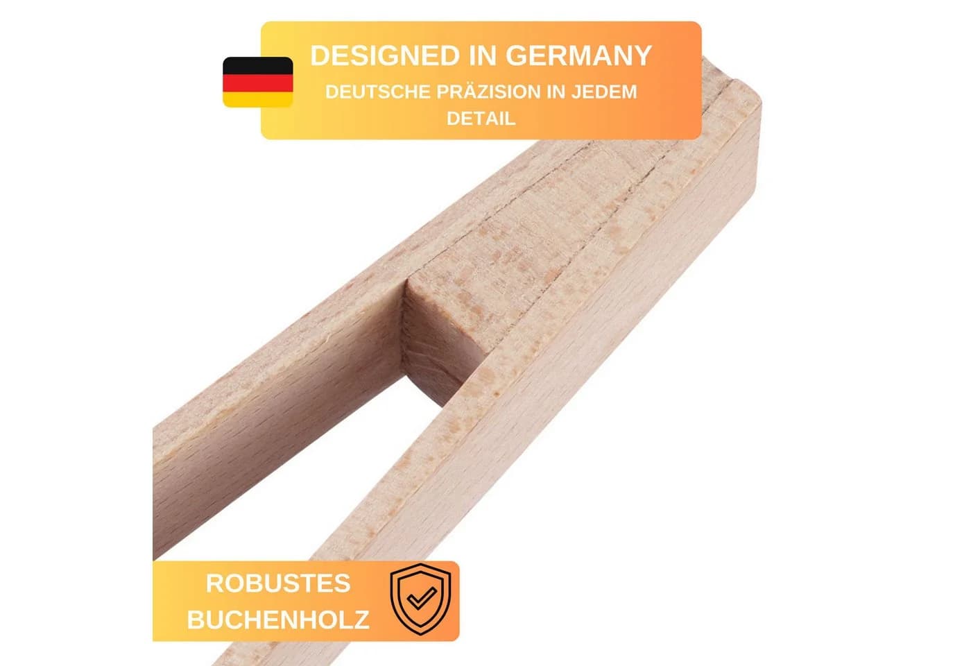 Thiru Grillzange 32 cm Buchenholz Wellenprofil