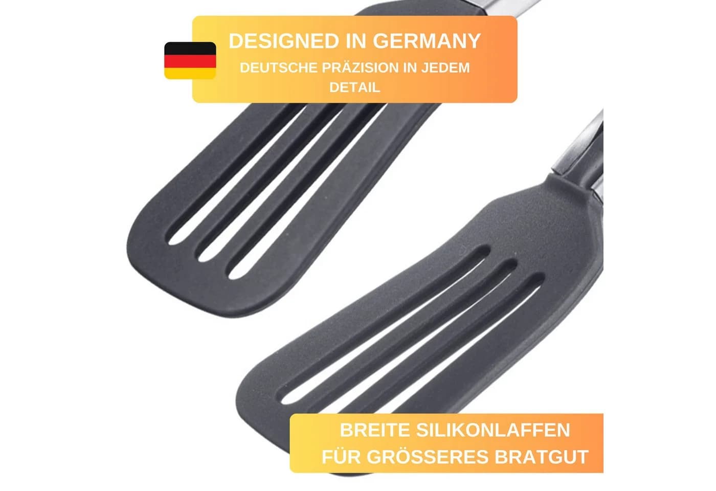 Thiru Servierzange mit breiten Silikonlaffen und Aufhängeöse
