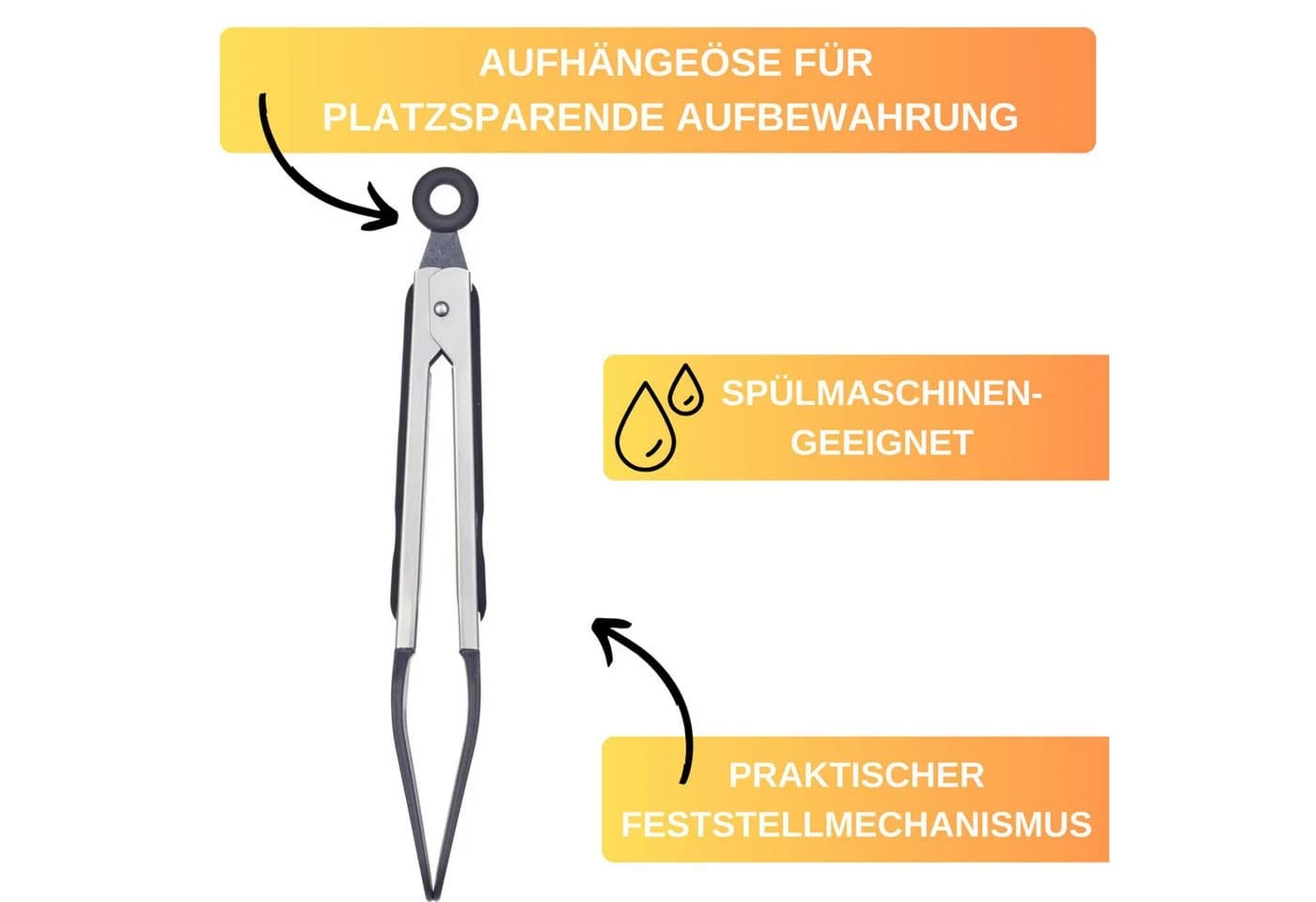 Thiru Servierzange mit breiten Silikonlaffen und Aufhängeöse - Bild 4
