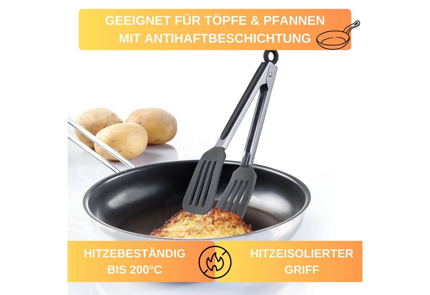 Thiru Servierzange mit breiten Silikonlaffen und Aufhängeöse - Bild 5