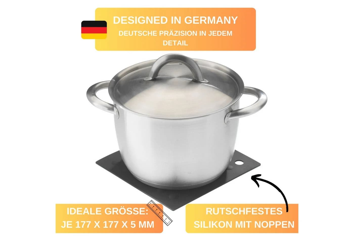 Thiru Topfuntersetzer 2-tlg. Silikon rutschfest hitzebeständig