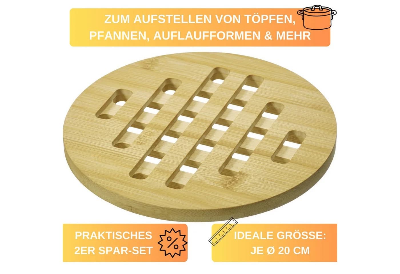 Thiru Topfuntersetzer 2er Set Nachhaltiger Bambus - Bild 3