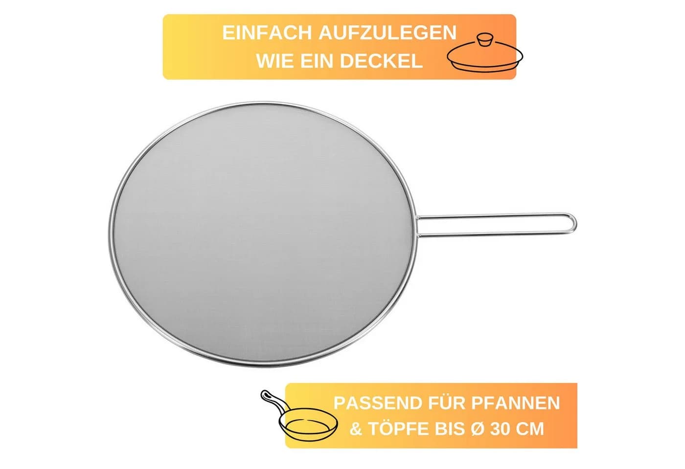 Thiru Spritzschutzdeckel 30 cm Edelstahl Netz - Bild 4