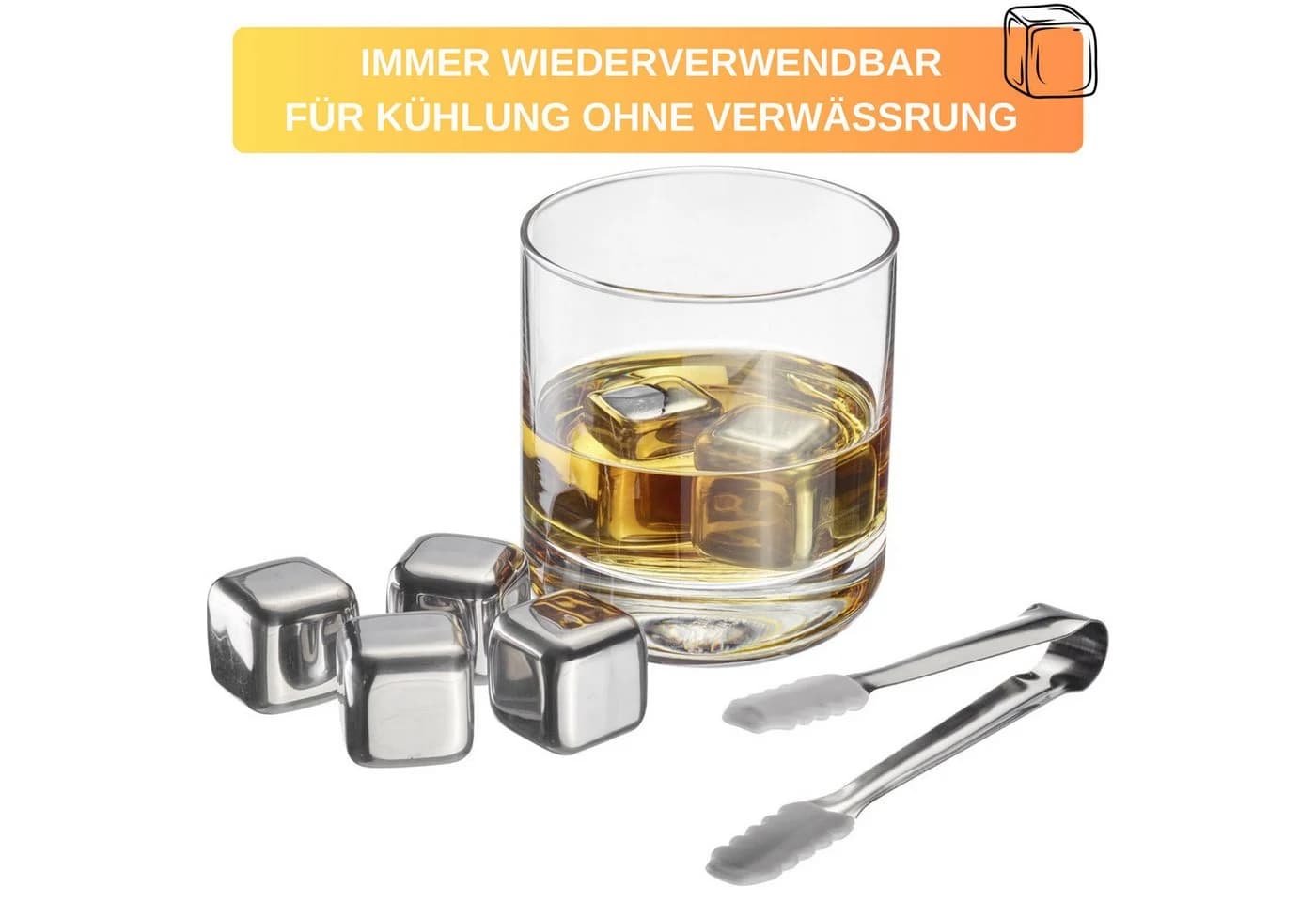 Thiru Eiswürfel-Steine 7-tlg. Set Edelstahl silber - Bild 4