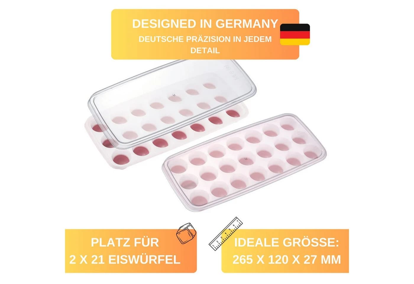 Thiru Eiswürfelform 2er Set mit Deckel BPA-Frei