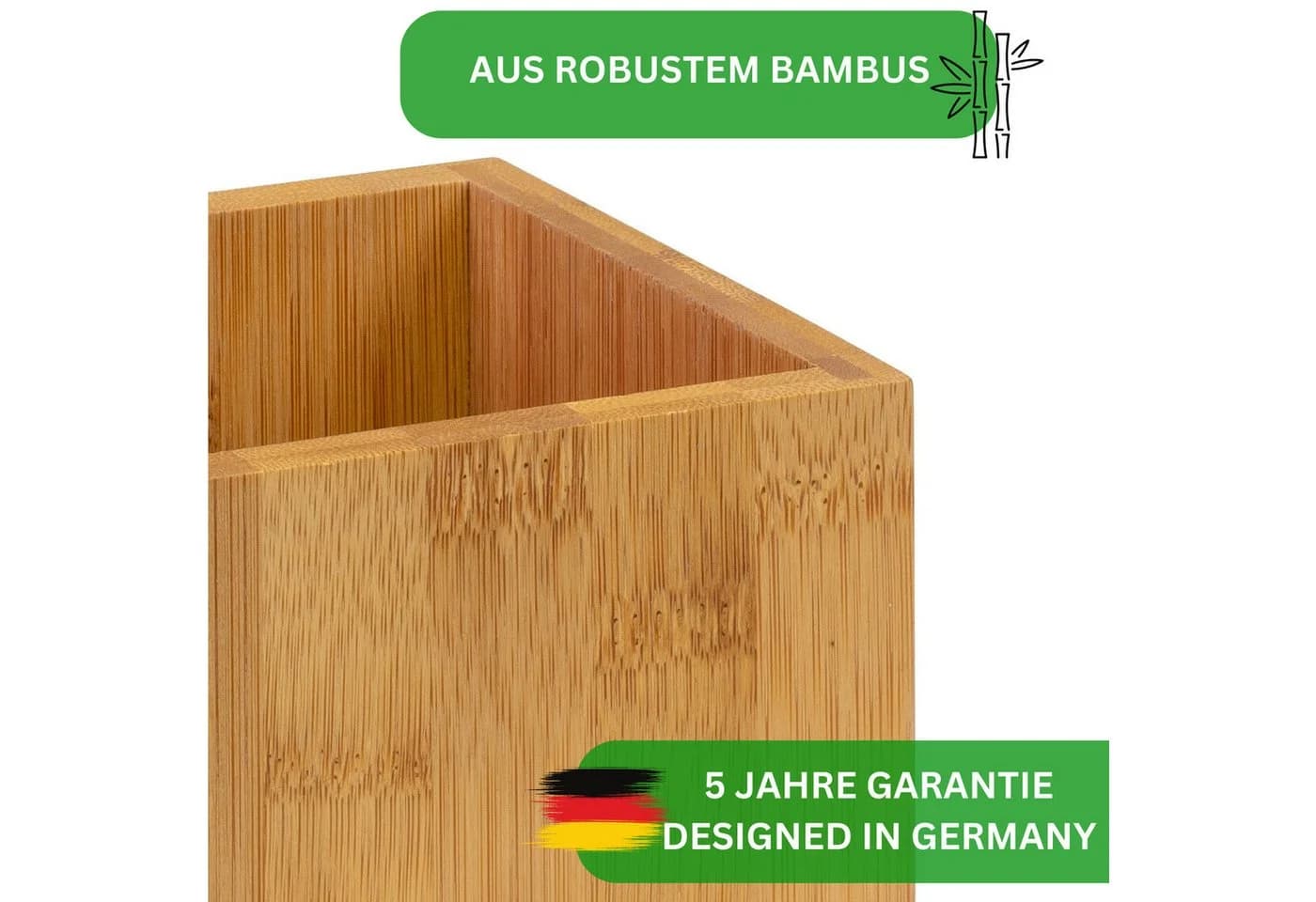 Thiru Besteckhalter Utensilienhalter Bambus 10x10x13,5cm