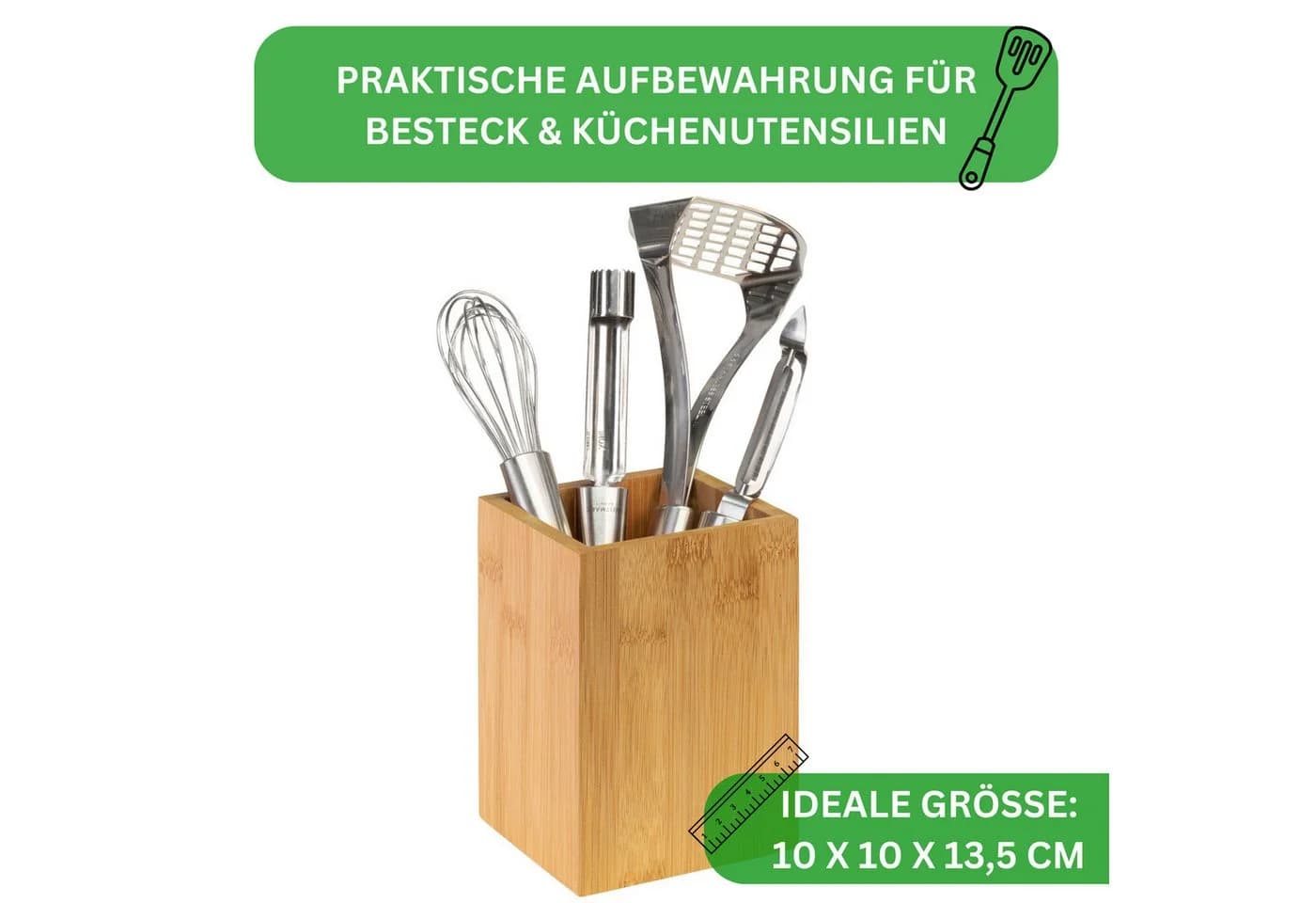 Thiru Besteckhalter Utensilienhalter Bambus 10x10x13,5cm - Bild 3