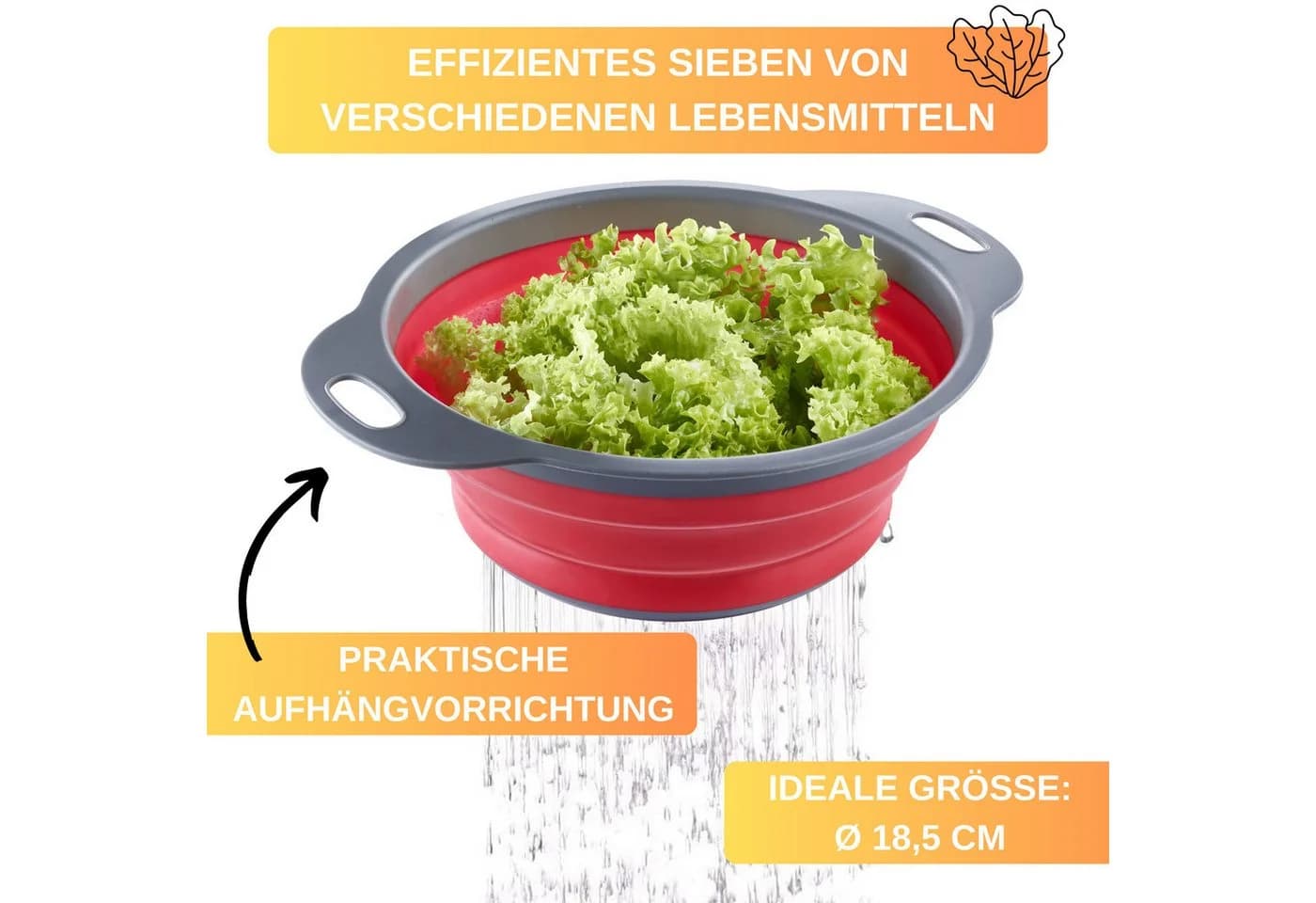 Thiru Faltbarer Seiher BPA-frei Ø 18,5 cm - Bild 4