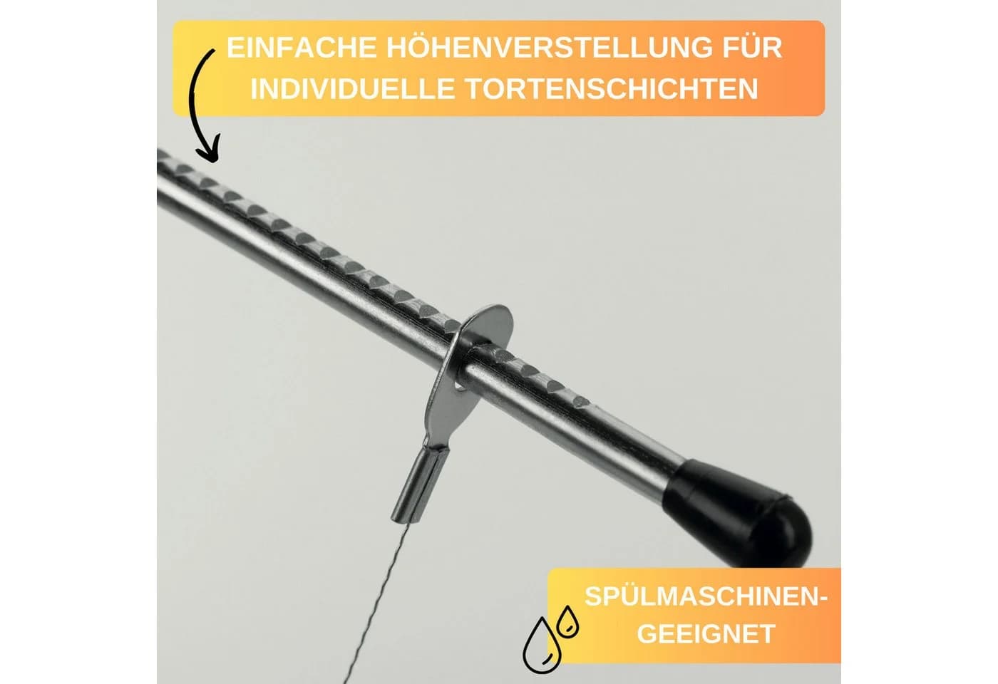 Thiru Tortenbodenteiler Premium mit gezacktem Schneiddraht, silberfarben - Bild 4