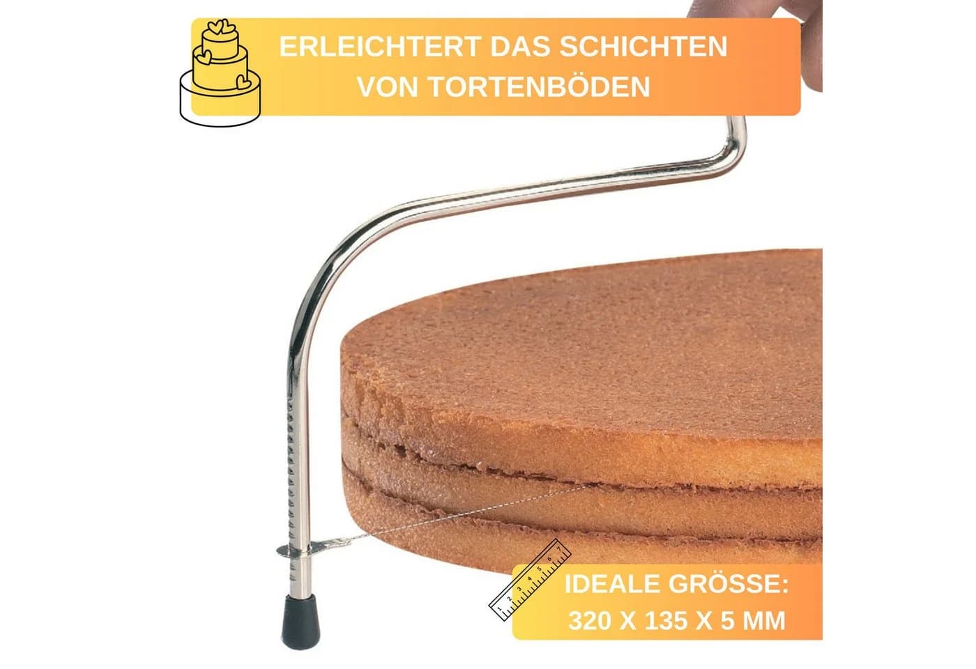 Thiru Tortenbodenteiler Premium mit gezacktem Schneiddraht, silberfarben - Bild 5