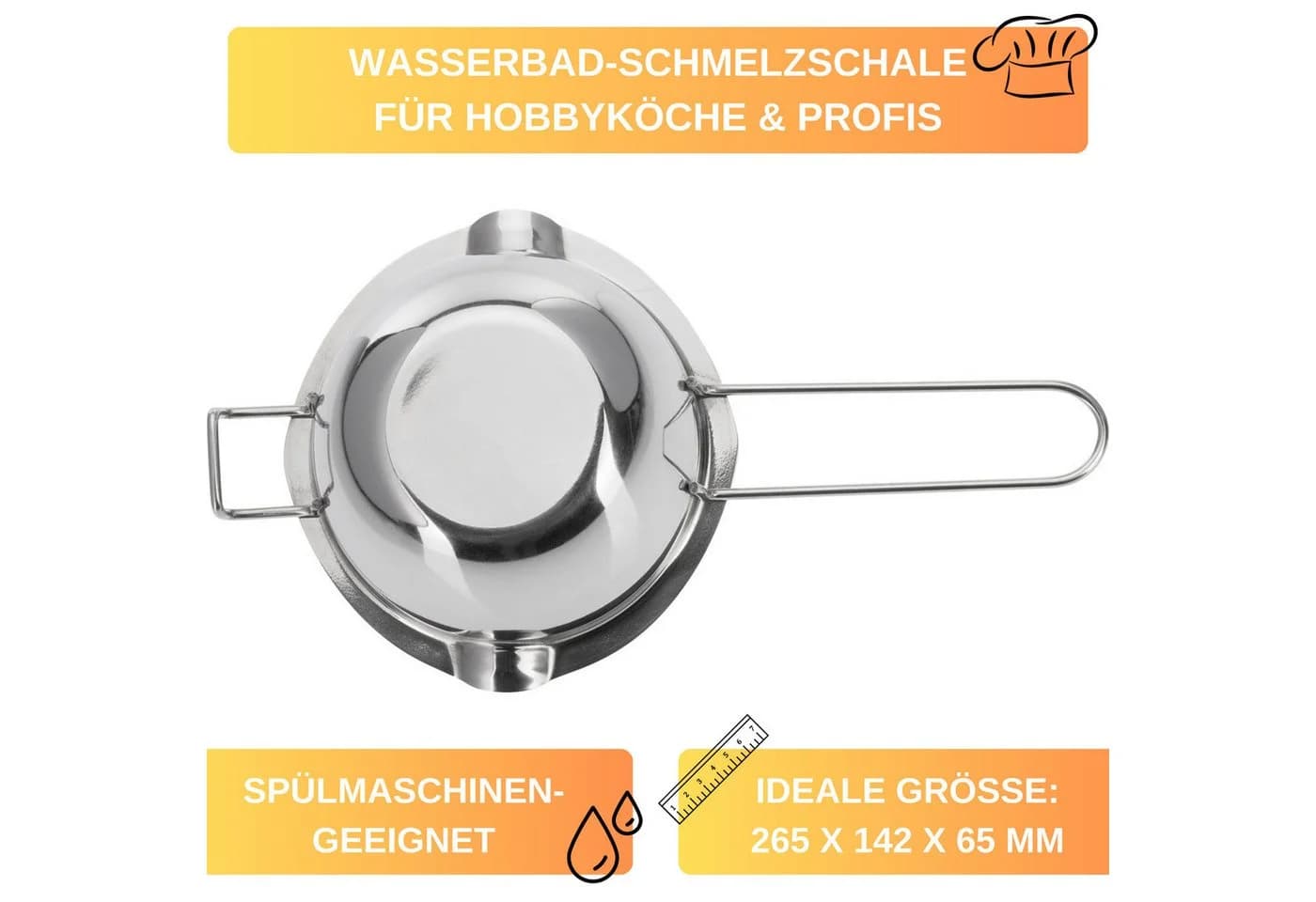 Thiru Wasserbad-Schmelzschale Edelstahl mit Ausgießtüllen - Bild 3