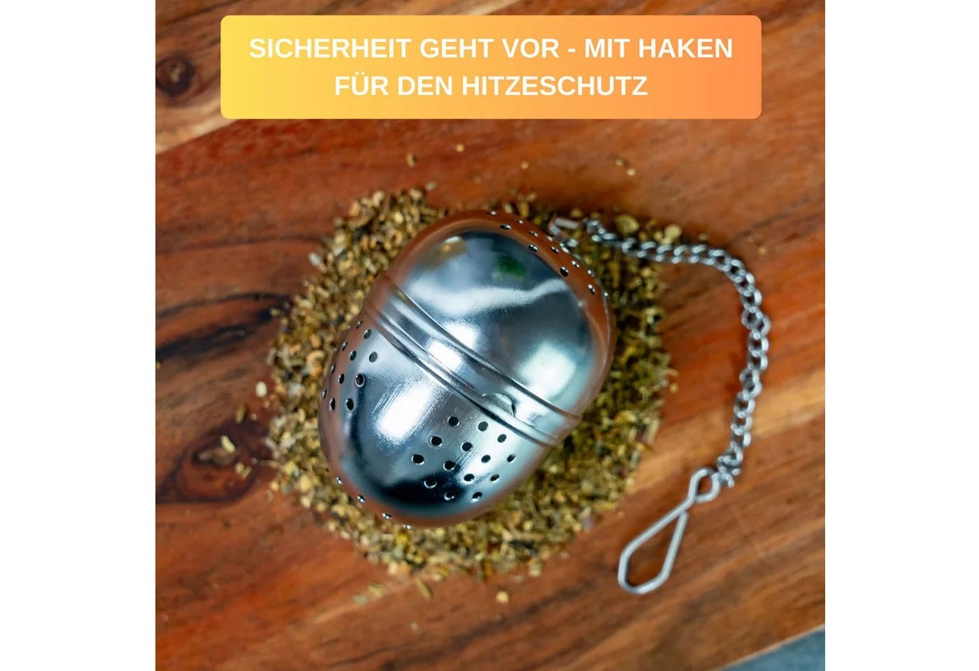 Thiru Teesieb Premium Teeei & Gewürzsieb Edelstahl inkl. Untersetzer - Bild 4