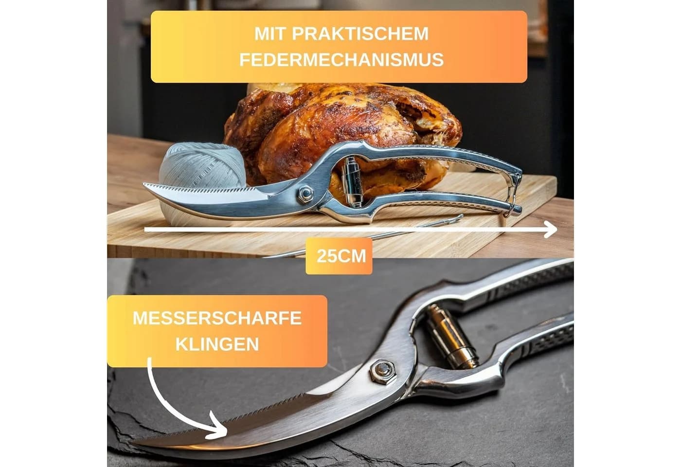 Thiru Geflügelschere Premium mit Federmechanismus & Edelstahl-Griffen - Bild 4
