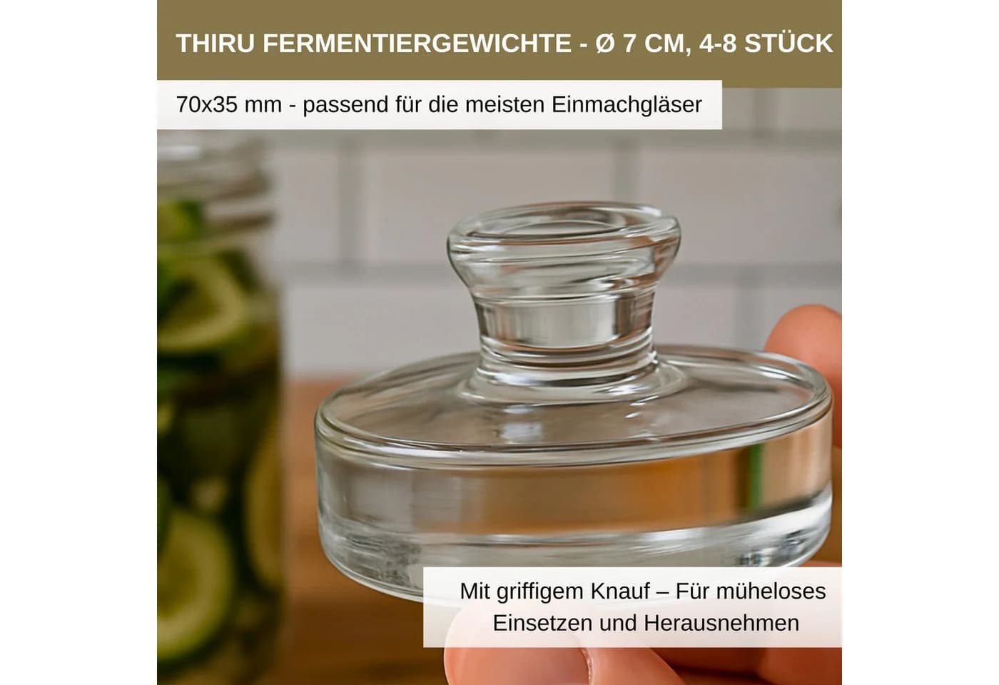 Thiru Fermentiergewichte Glas Ø 7 & 8 cm - 4er-Set