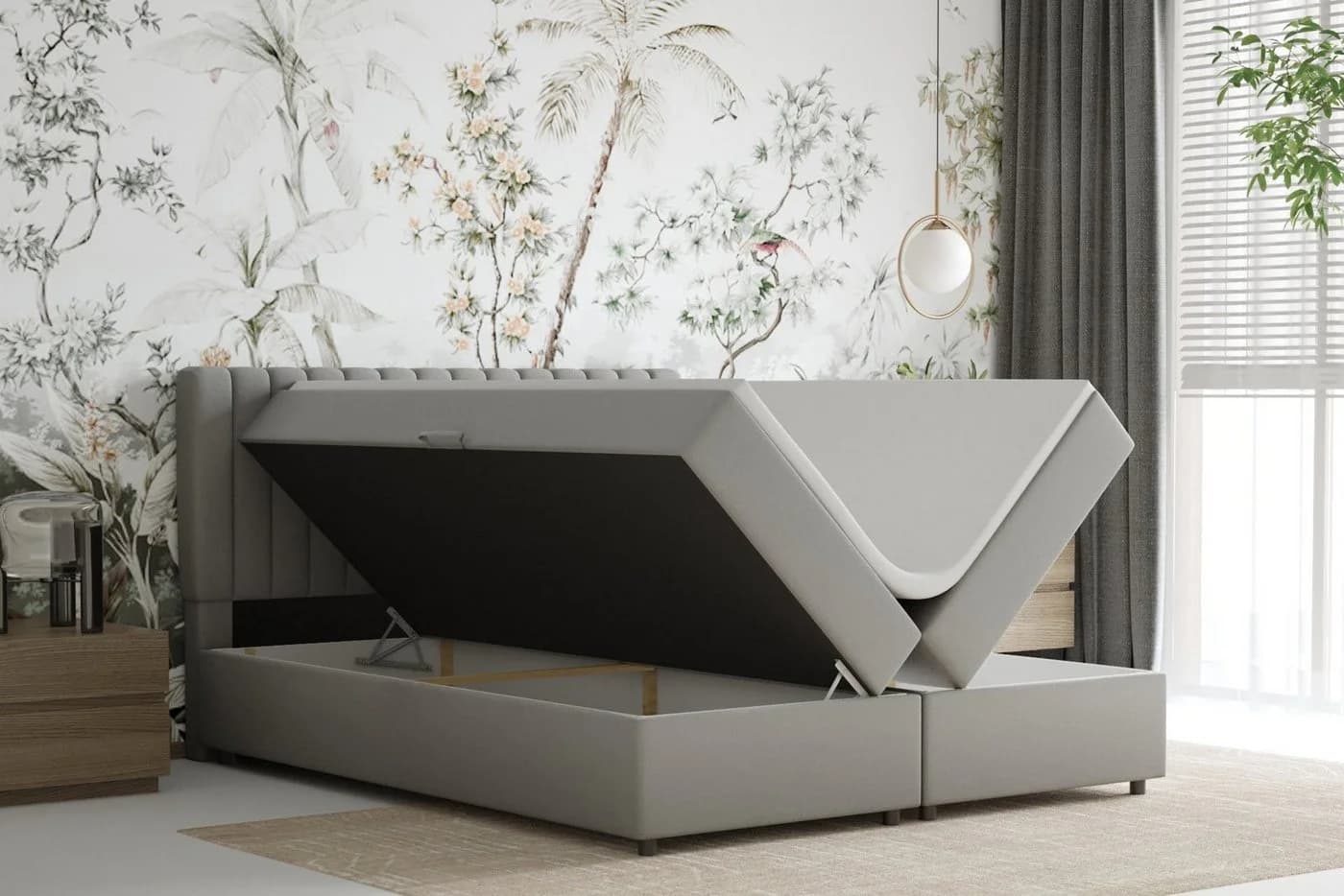 Homesy Boxspringbett EVEREST mit Bettkasten und Topper Grau - Bild 3