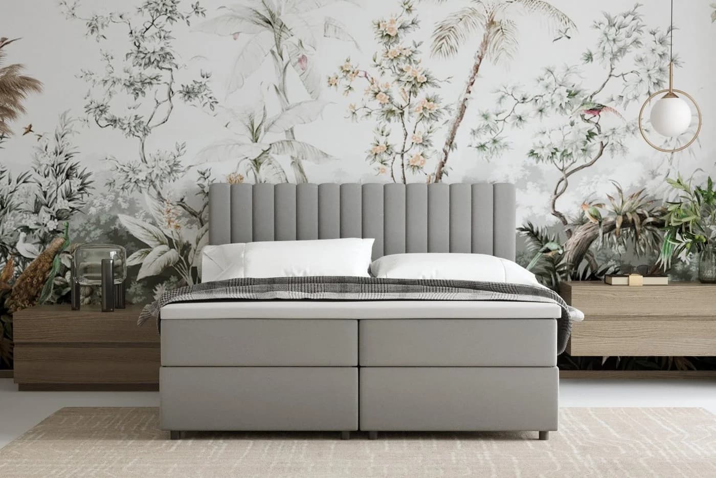 Homesy Boxspringbett EVEREST mit Bettkasten und Topper Grau - Bild 4