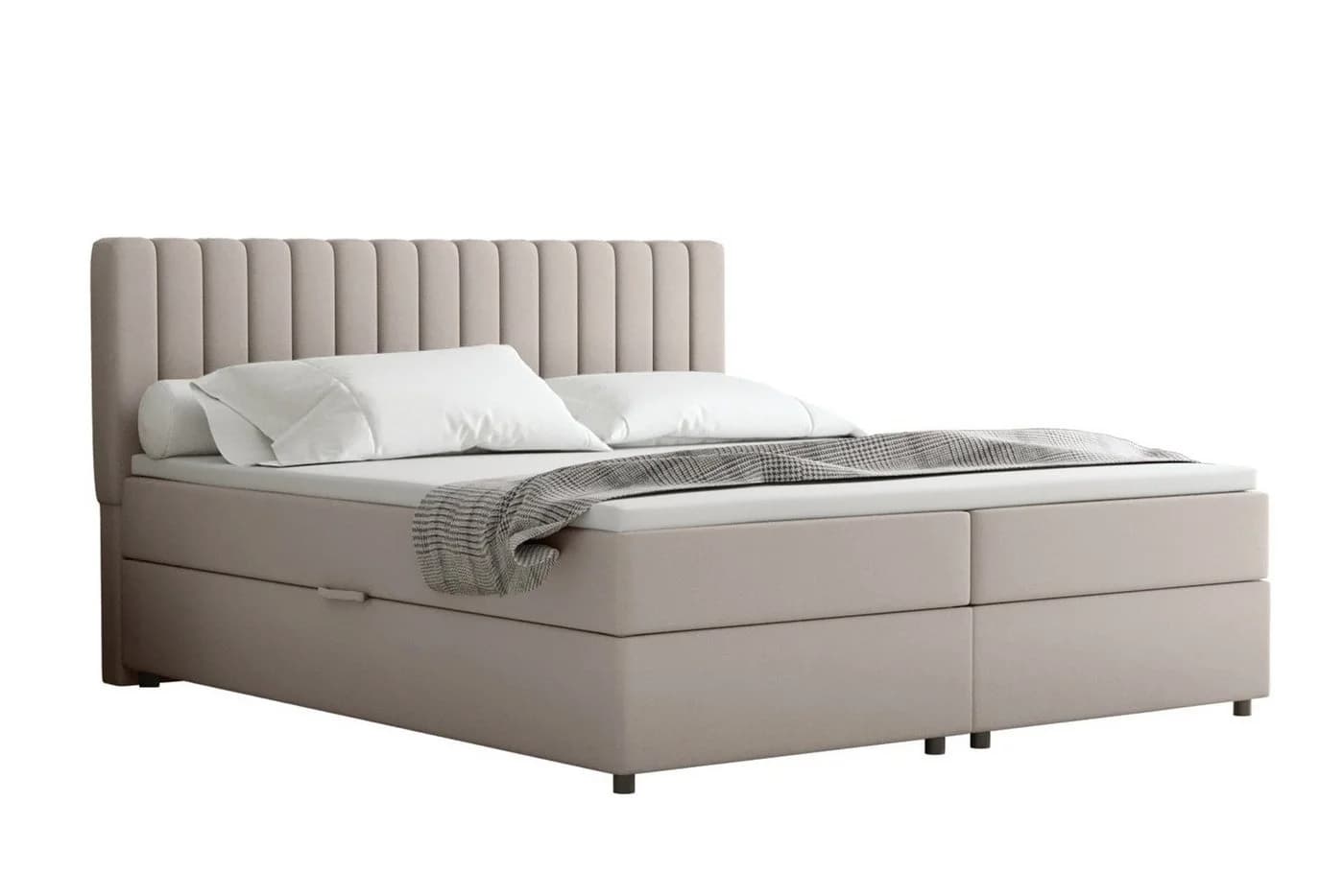 Homesy Boxspringbett EVEREST Beige mit Bettkasten und Topper - Bild 2