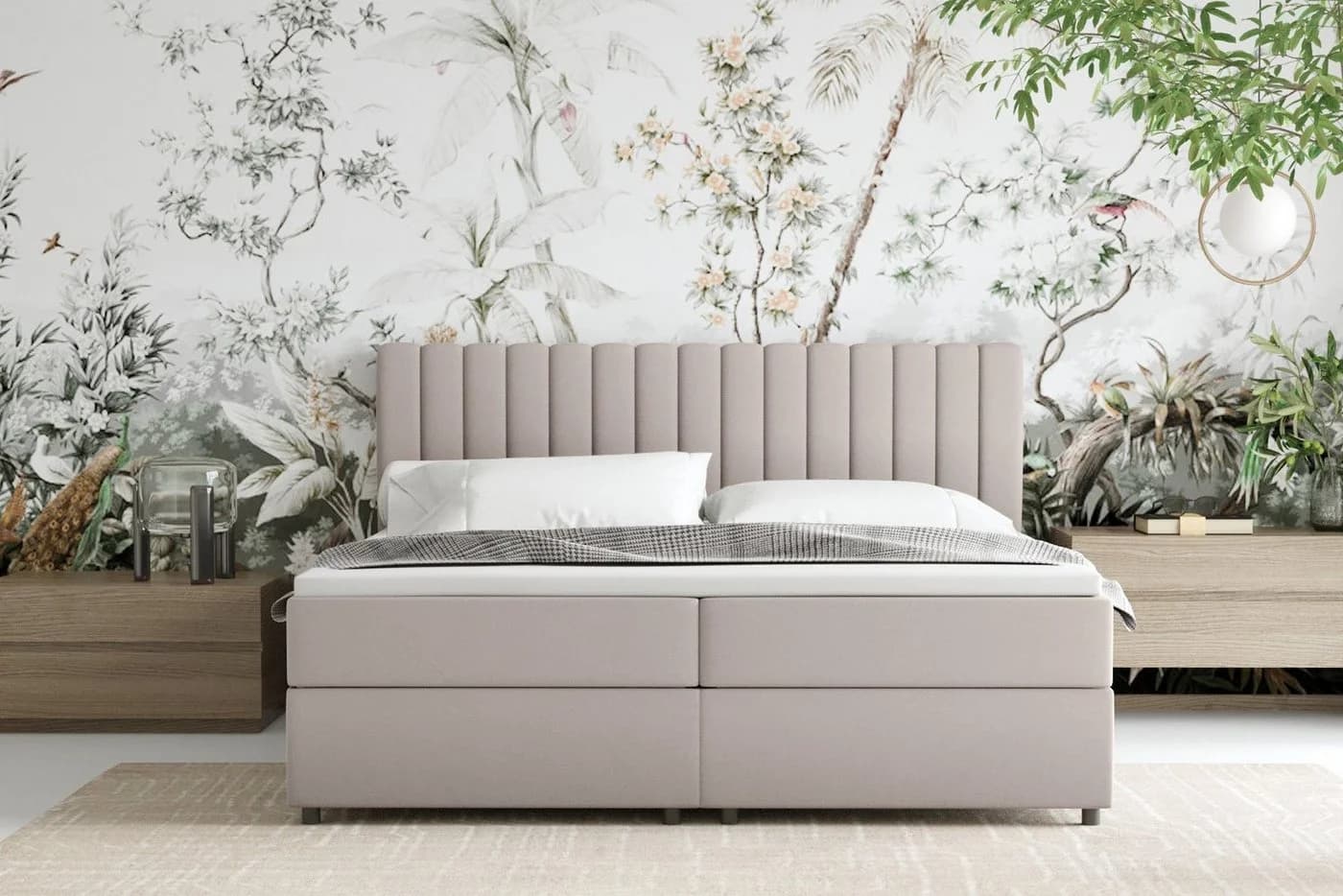 Homesy Boxspringbett EVEREST Beige mit Bettkasten und Topper - Bild 4