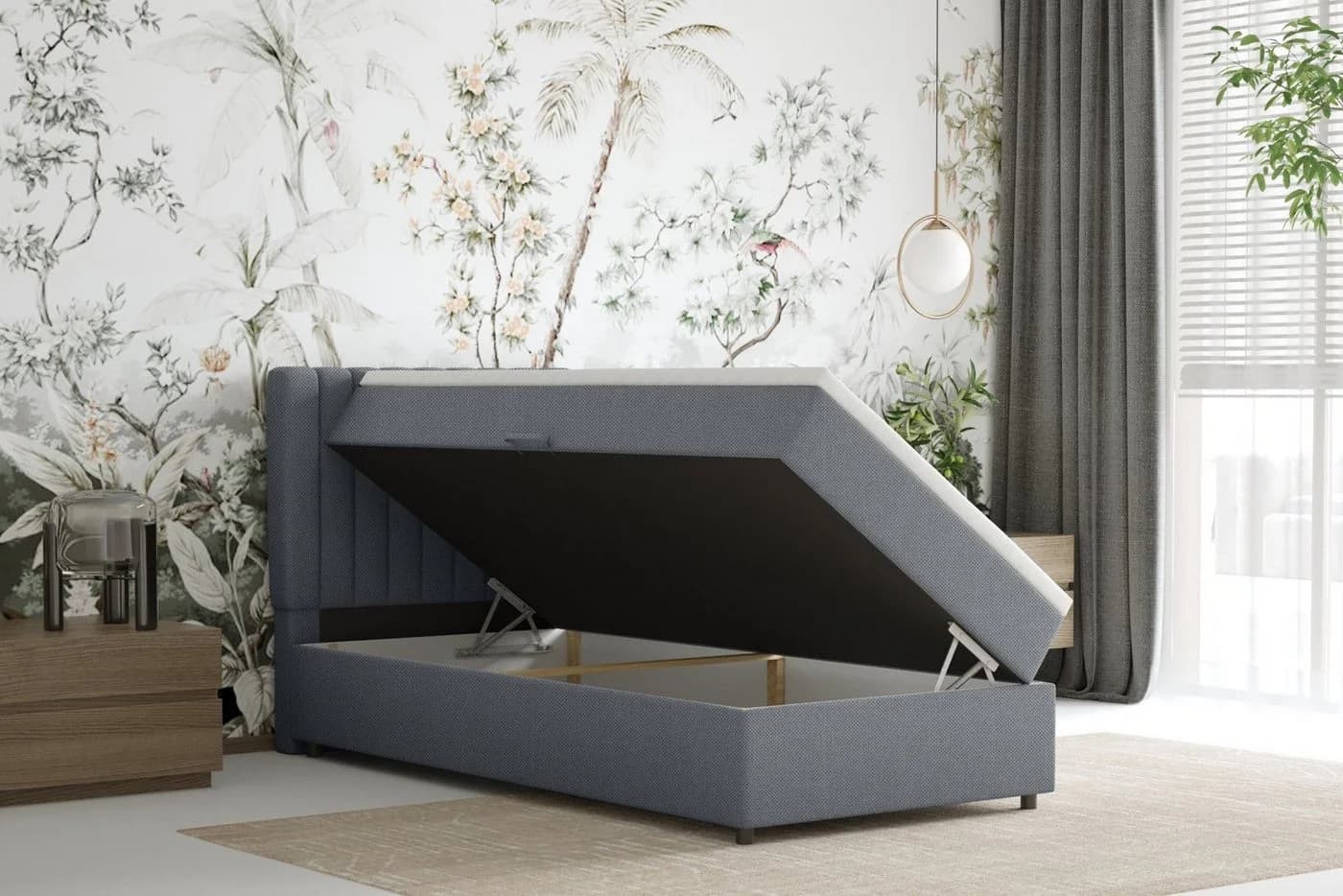 Homesy Boxspringbett EVEREST mit Bettkasten und Topper grau - Bild 3