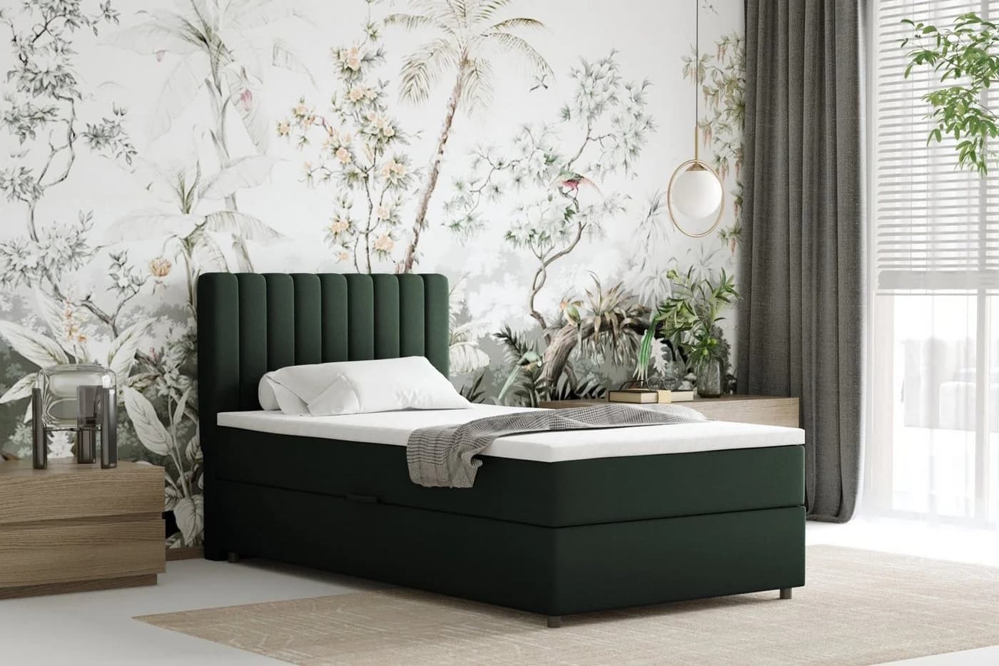 Homesy Boxspringbett EVEREST mit Bettkasten und Topper Grün