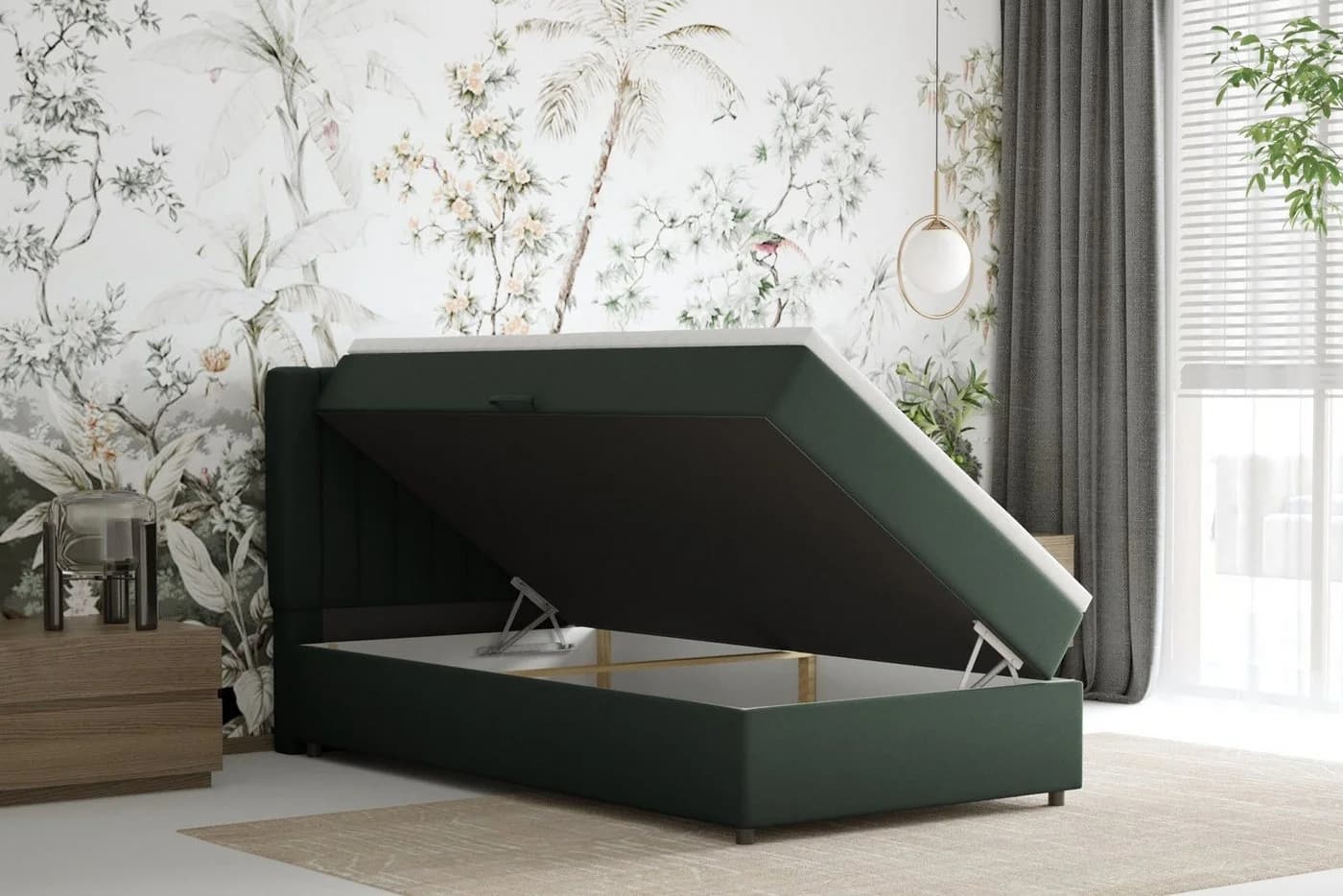 Homesy Boxspringbett EVEREST mit Bettkasten und Topper Grün - Bild 3